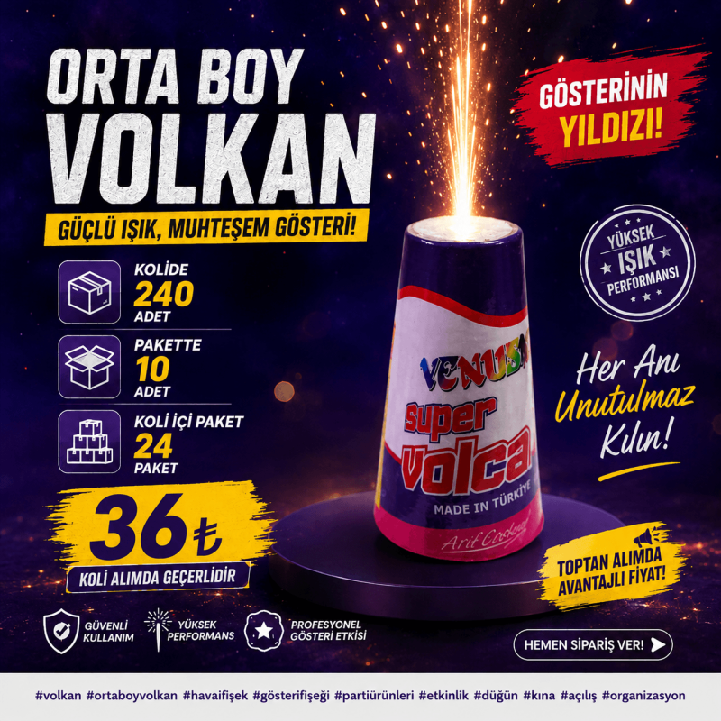 Düğün İçin Toplu Orta Boy Volkan Paket Alımı - Venüs marka volkanlar